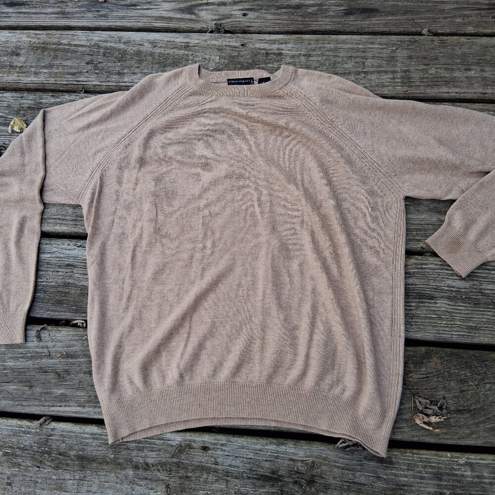 State Ments Sweater Adult Size L Beige Tan Cashmere Silk Blend Pullover Mens